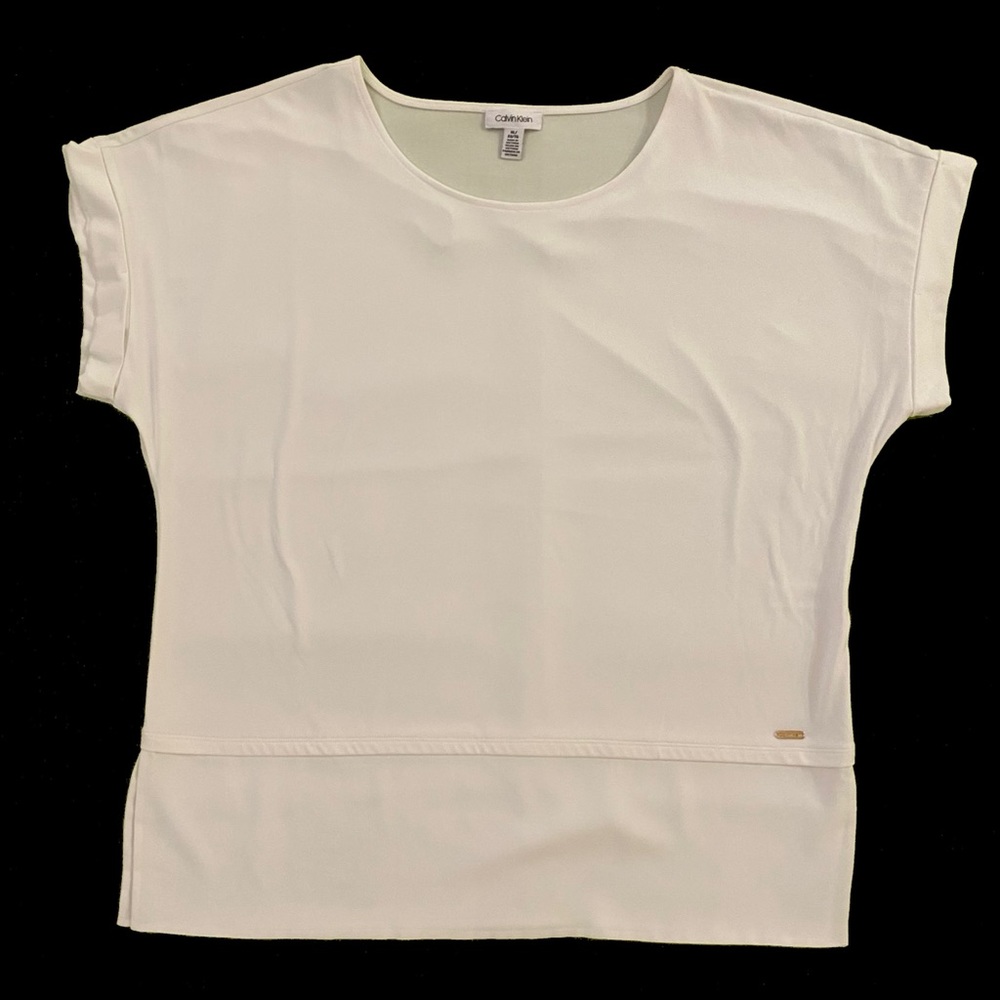 Calvin Klein Ivory Cap Sleeve polyester Tunic. Size XL